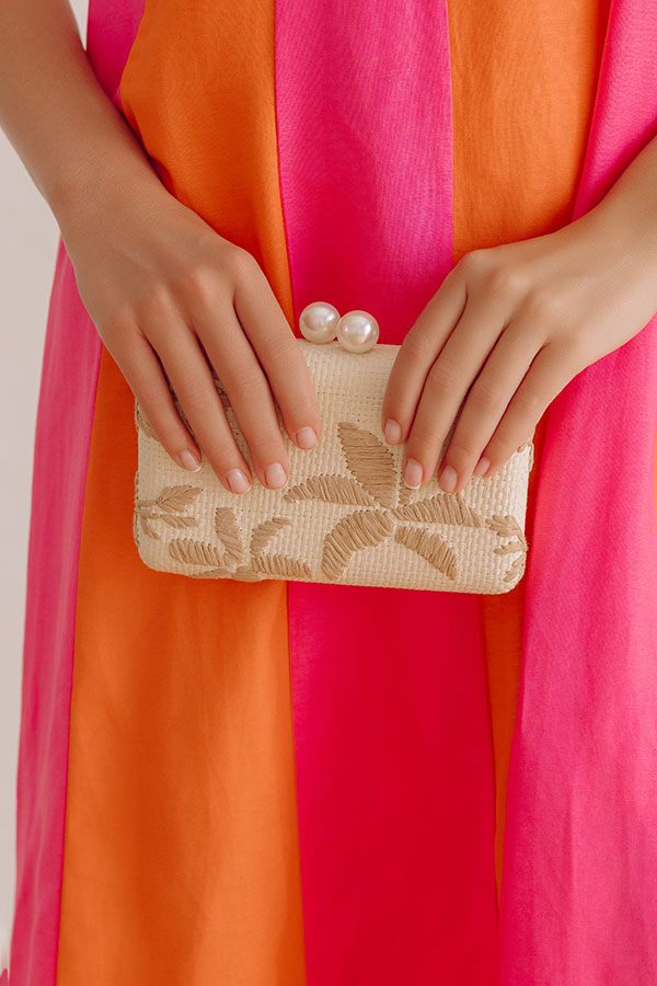 Seaside Chic Raffia Woven Clutch