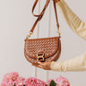 Alise Faux Leather Woven Crossbody in Brown Image - 1