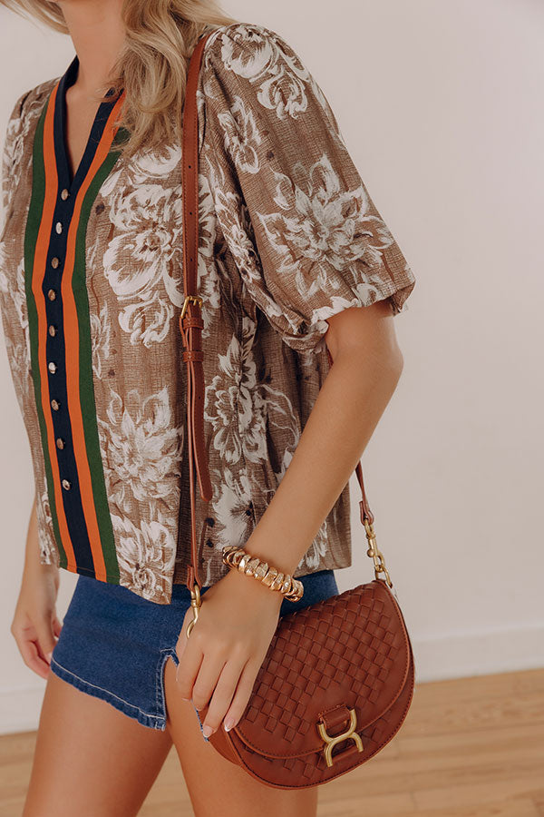 Alise Faux Leather Woven Crossbody in Brown Image - 1