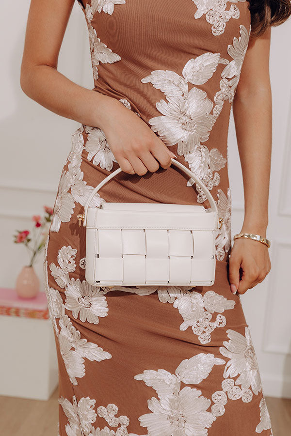 Aurora Faux Leather Woven Purse in Cream Image - 1