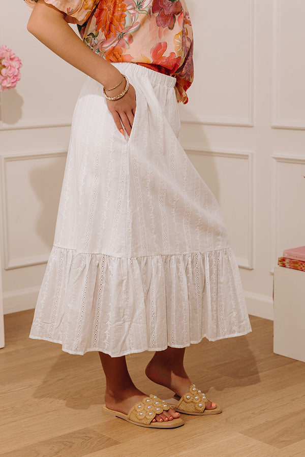 The Natalia High Waist Eyelet Midi Skirt Image - 4