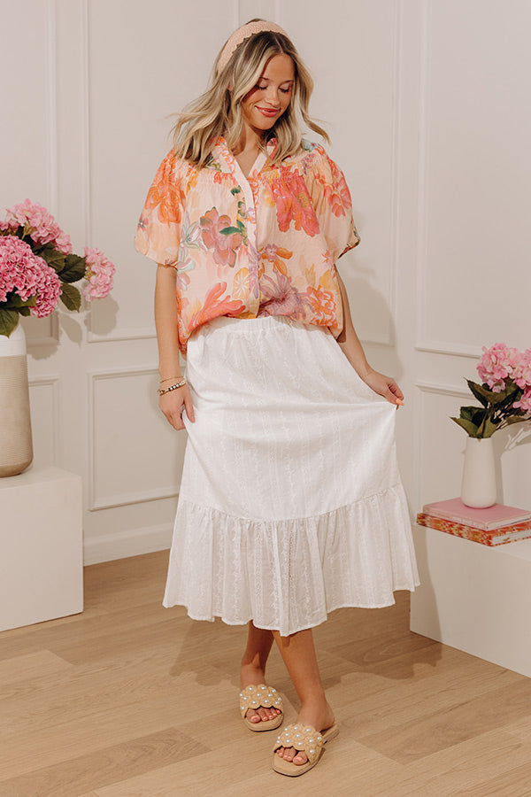 The Natalia High Waist Eyelet Midi Skirt