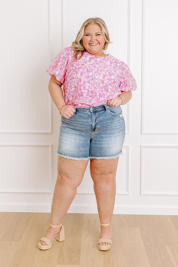 JUDY BLUE Iris High Waist Frayed Shorts Curves Image 1