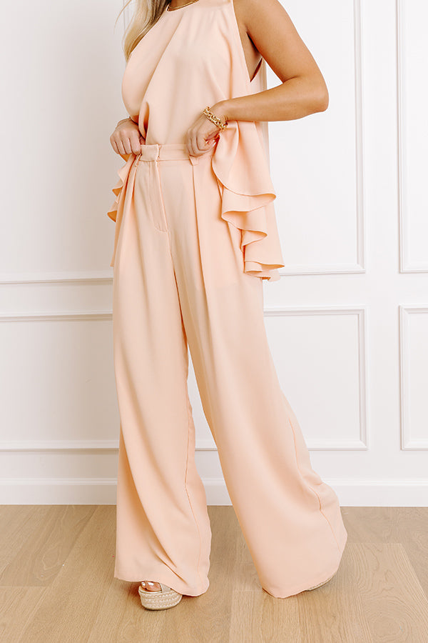 Courtyard Charm High Waist Wide Leg Pants in Peach Image 2