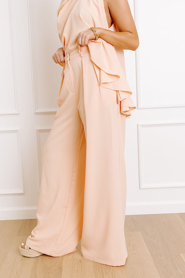 Courtyard Charm High Waist Wide Leg Pants in Peach Image 4