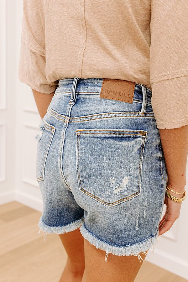 JUDY BLUE Iris High Waist Frayed Shorts Image 4