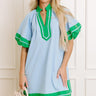 Boardwalk Babe Linen-Blend Mini Dress in Sky Blue Image 1