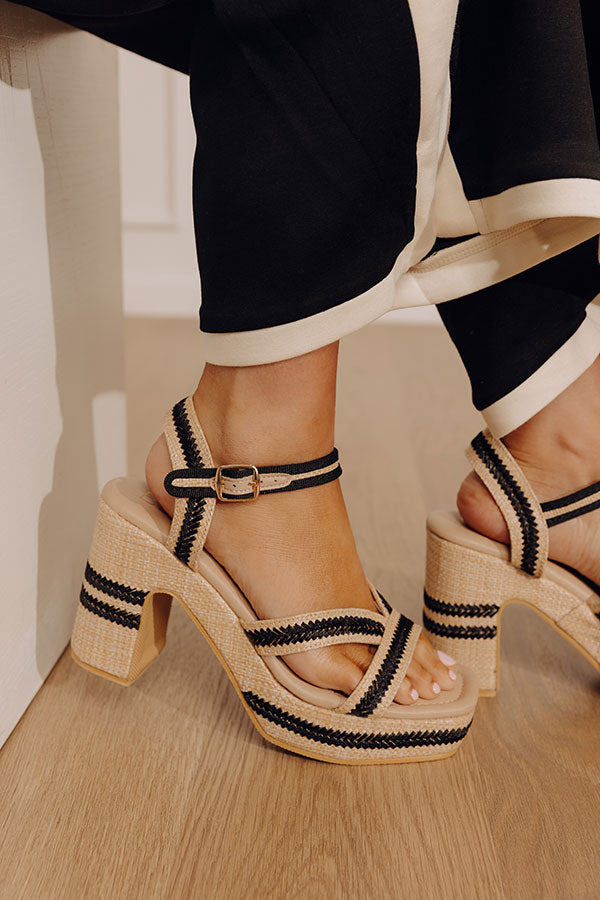 The Adelaide Raffia Woven Platform Heel in Natural Image - 3