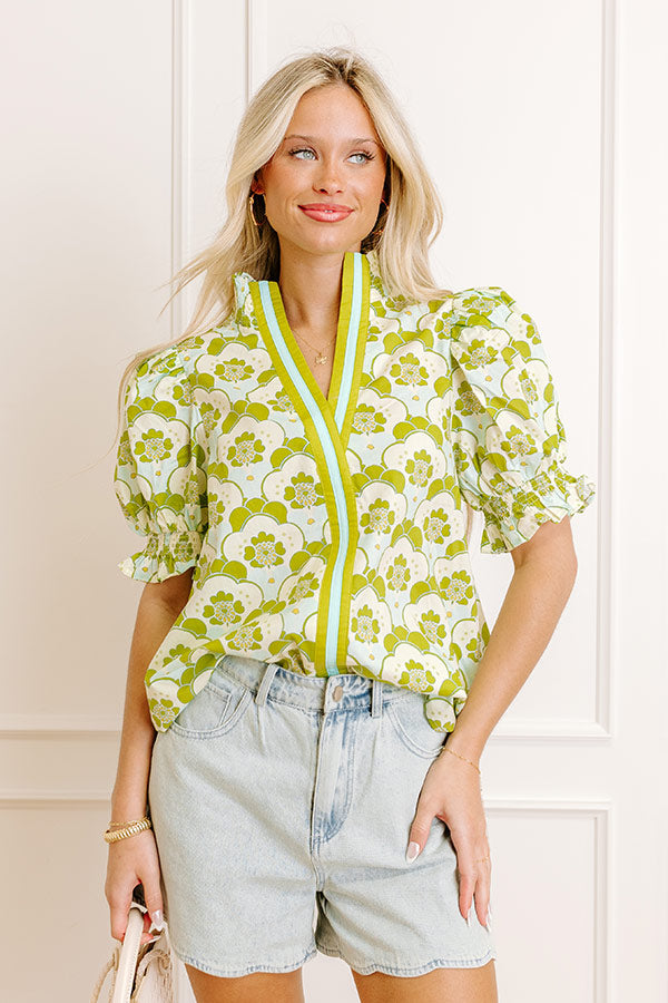 Popular Song Floral Top in Lime Image 1