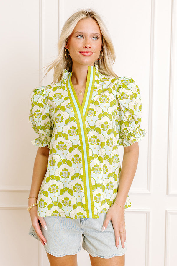 Popular Song Floral Top in Lime Image 4