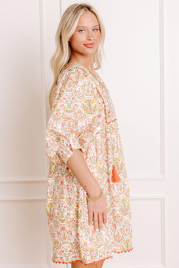 Tea Garden Charm Floral Mini Dress in Orange Image 3