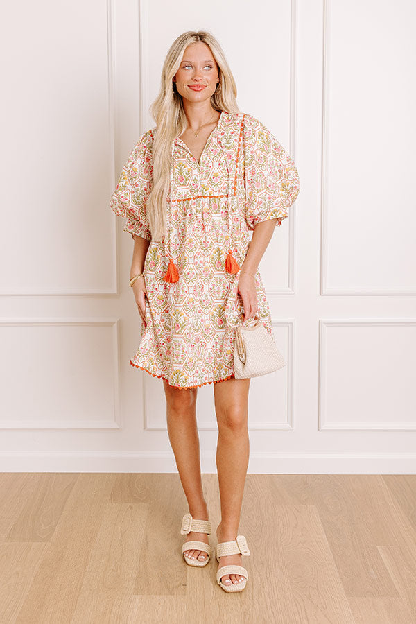 Tea Garden Charm Floral Mini Dress in Orange Image 1