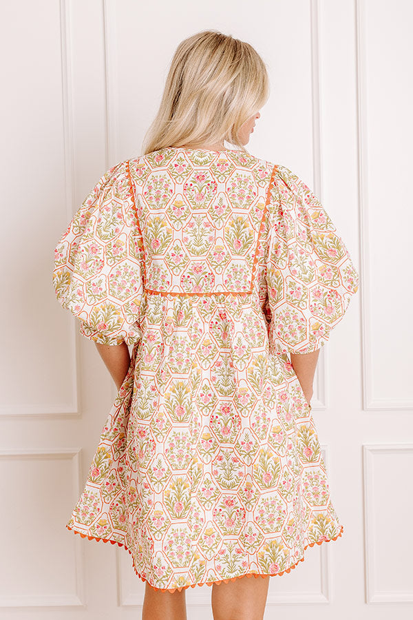Tea Garden Charm Floral Mini Dress in Orange Image 4