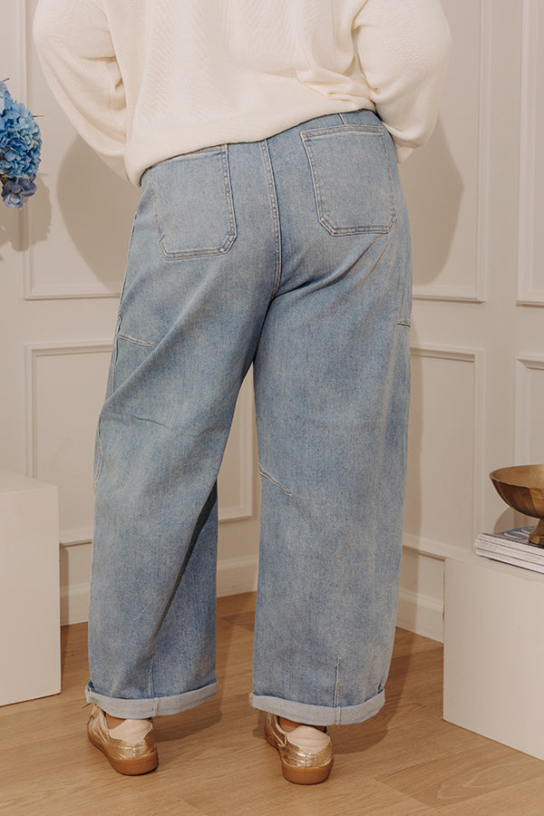 RISEN Lillian High Waist Barrel Leg Cargo Jean Curves Image - 2