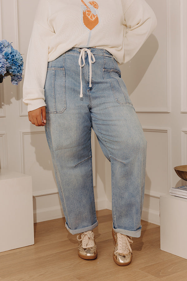 RISEN Lillian High Waist Barrel Leg Cargo Jean Curves Image - 1