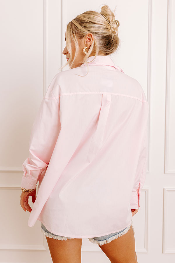 Kind Eyes Oversized Button Up in Pink Image 4