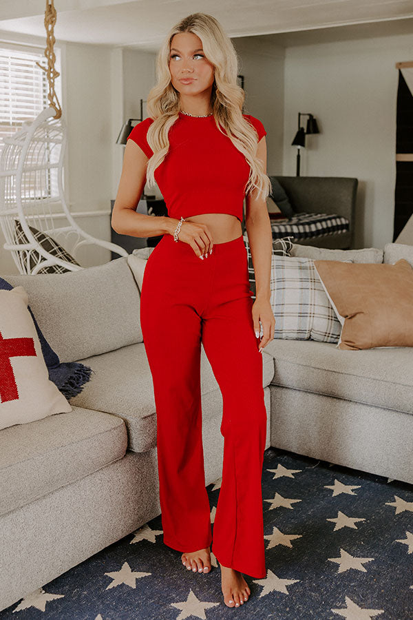 Always On The Go Ribbed Crop Tee in Red Image 2