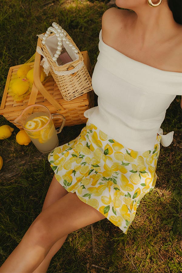 Love And Limoncello High Waist Linen-Blend Mini Skirt