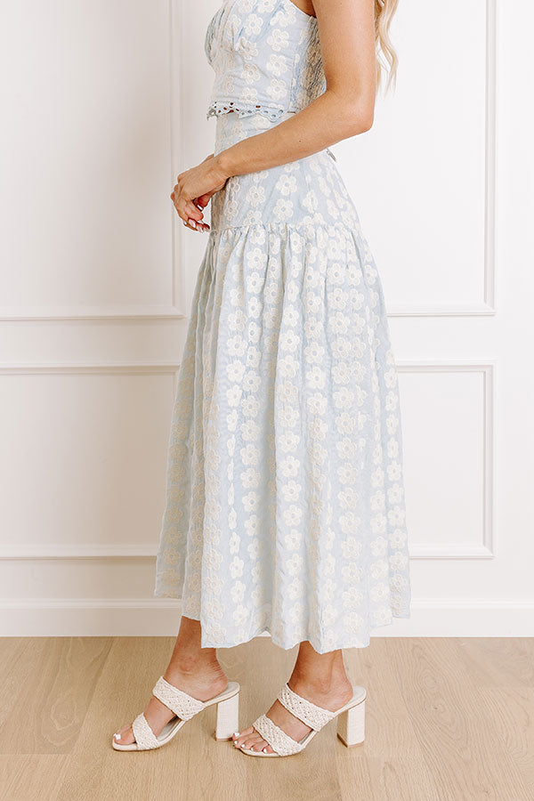 Picking Flowers High Waist Embroidered Midi Skirt Image 3