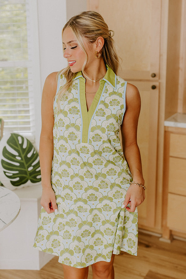 Get Into The Groove Floral Mini Dress in Lime Image 1