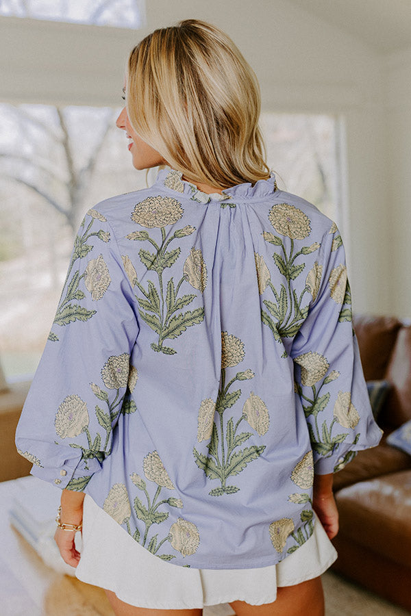 Botanical Brunch Floral Top in Sky Blue Image 5