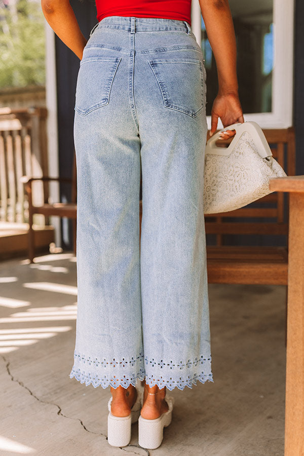 The Georgia High Waist Eyelet Pants in Light Wash Image - 4