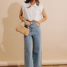 The Georgia High Waist Eyelet Pants in Light Wash Image - 1