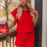Alfresco Allure Henley Top in Red Image 1