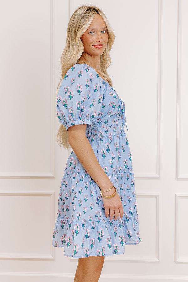 Floral Haven Mini Dress in Sky Blue Image 3