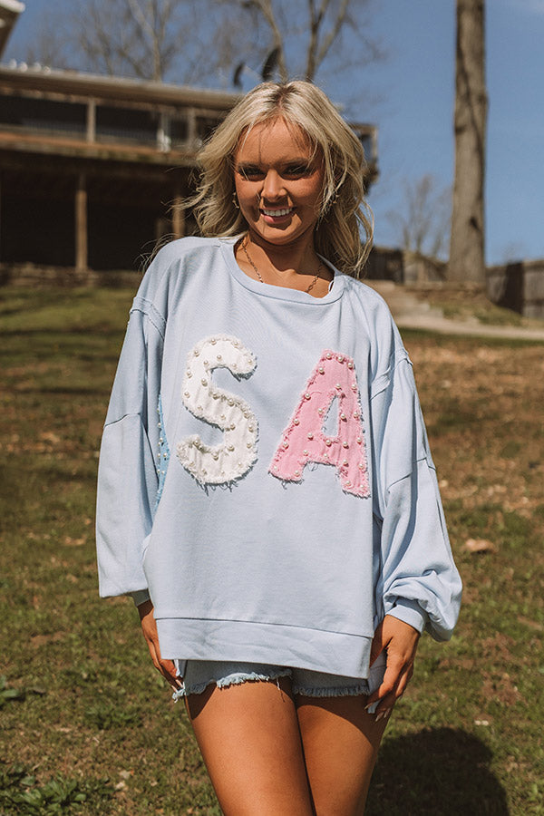 All-American Muse Pearl Embellished Oversized Sweatshirt Image 4