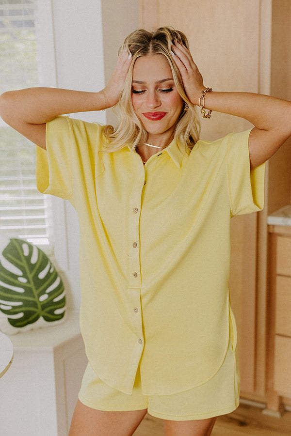 Carefree Charm Button Down Romper In Yellow Image 4