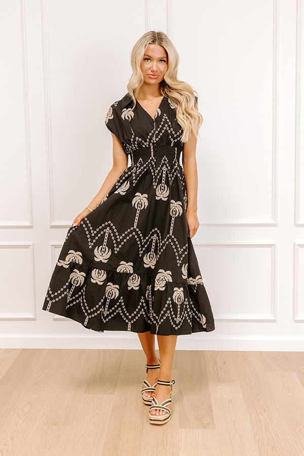 Palms Away Embroidered Midi Dress Image 1