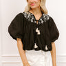 Antigua Bound Embroidered Top in Black Image - 1