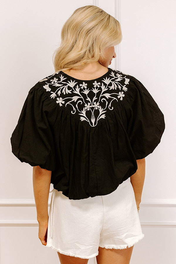 Antigua Bound Embroidered Top in Black Image - 5