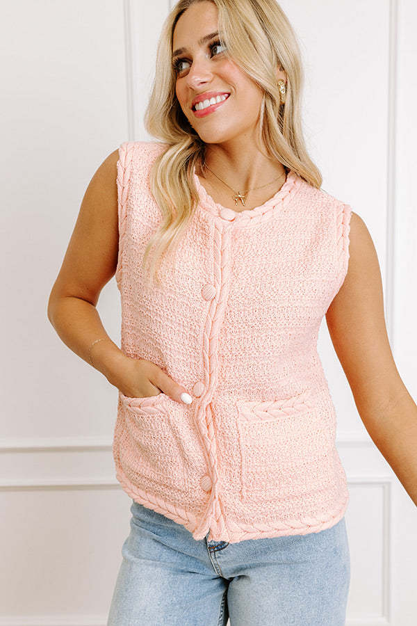 Pier Cafe Cutie Knit Top in Peach Image 1