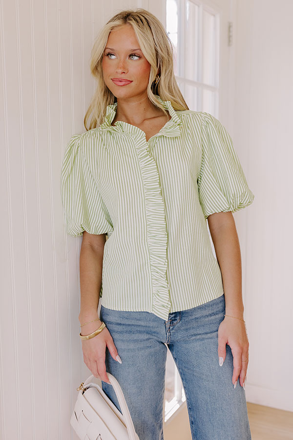 Sorbet And Stripes Ruffle Top in Lime Image 1