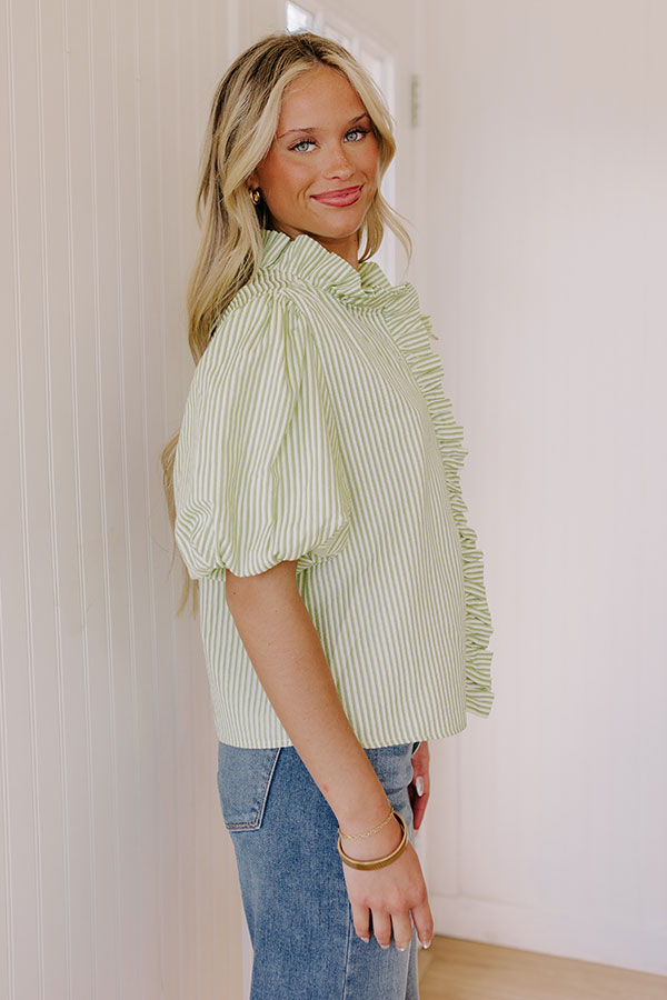 Sorbet And Stripes Ruffle Top in Lime Image 3