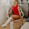 Coastal Town Charm Knit Vest Top In Red Image 1