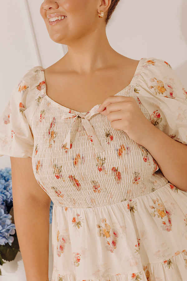 French Villa Floral Smocked Mini Dress Curves Image - 3