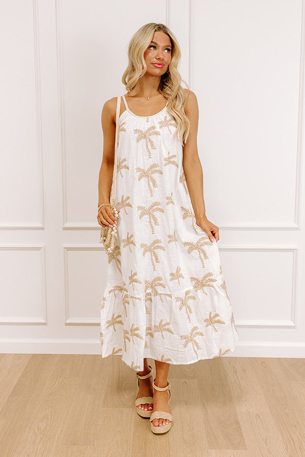 Palm Trees Please Embroidered Midi Dress