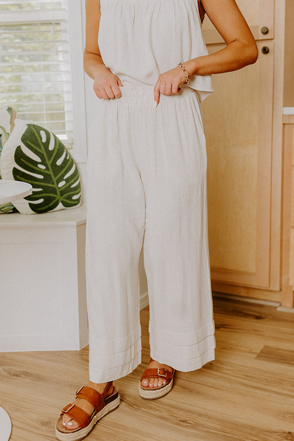 Beach Villa High Waist Linen-Blend Pants Image 5
