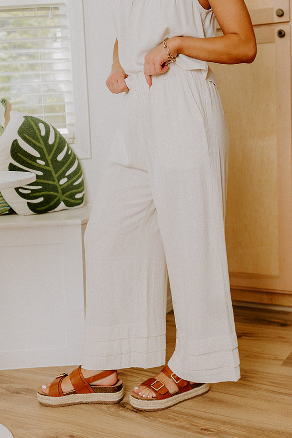 Beach Villa High Waist Linen-Blend Pants Image 3