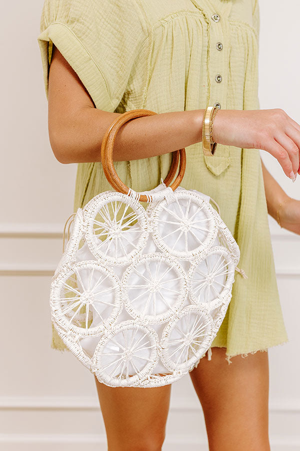 Coastal Charm Woven Tote in White Image 1