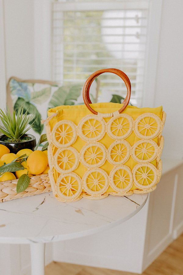 Citrus Grove Woven Tote in Yellow Image 1
