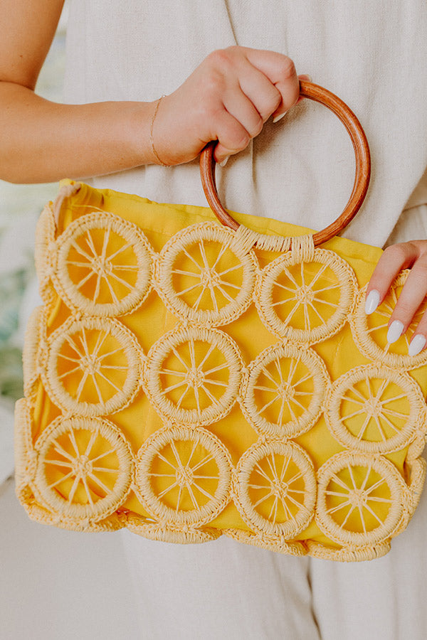 Citrus Grove Woven Tote in Yellow Image 4