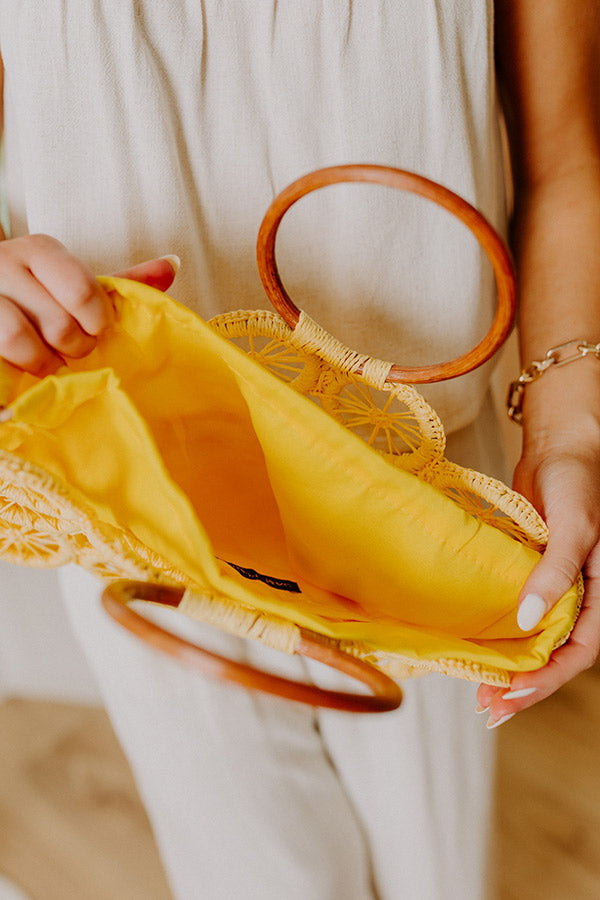 Citrus Grove Woven Tote in Yellow Image 3