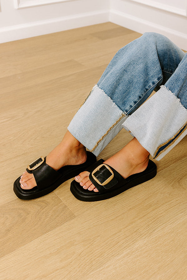 The Isabel Faux Leather Sandal in Black Image - 1