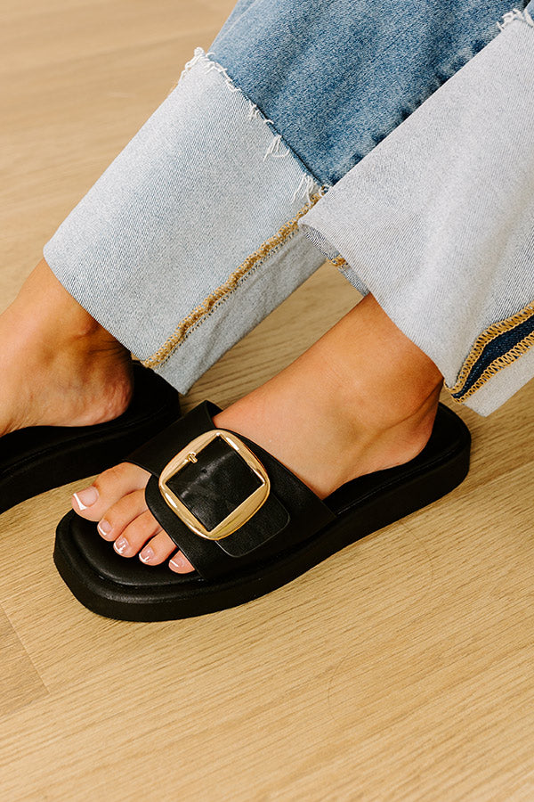 The Isabel Faux Leather Sandal in Black Image - 4