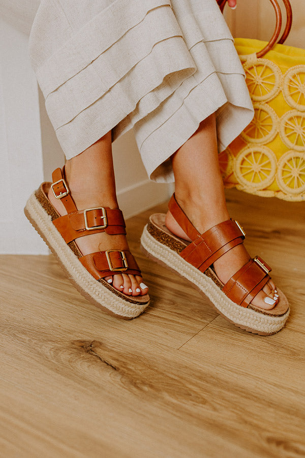 The Catalina Faux Leather Espadrille Sandal in Brown Image 3