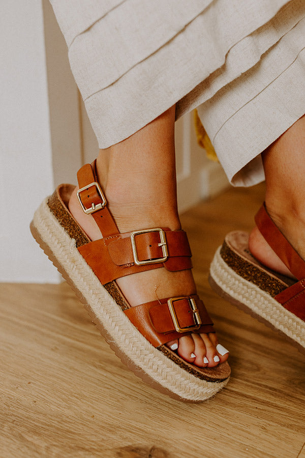The Catalina Faux Leather Espadrille Sandal in Brown Image 2